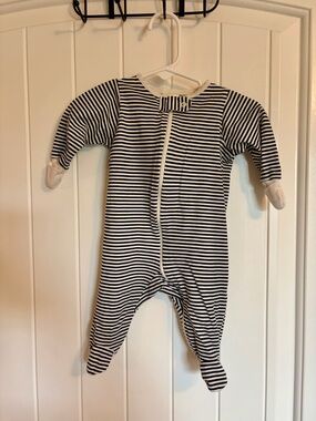 Gerber Black & White Striped Footed One-Piece
